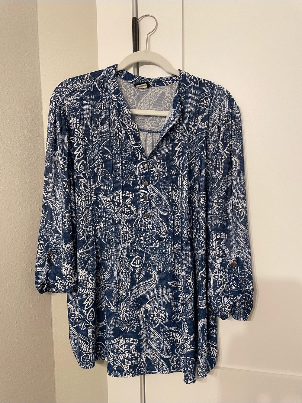 Women’s blue and white tunic blouse - 2X